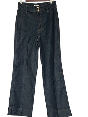 H&M Jeans Wide Leg High Waist Size 6 Dark Wash Long 99% Cotton New NWT